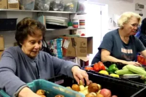 Volunteers providing aid to the community.